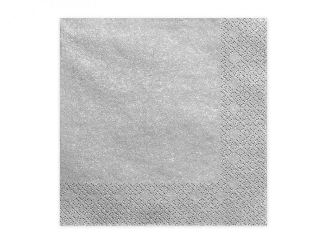 Napkins 3 layers silver metallic 33x33cm (Set 20 bucati)