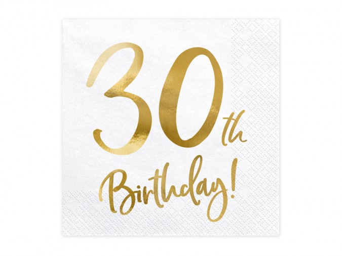 Napkins 30th Birthday white 33x33cm (Set 20 bucati)