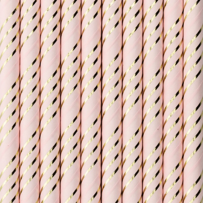 Paper straws light pink 19.5cm (Set 10 bucati)