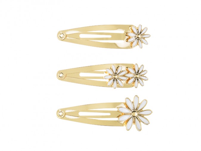 Hair clips Daisy 5x1.5-2 cm gold (Set 3 bucati)