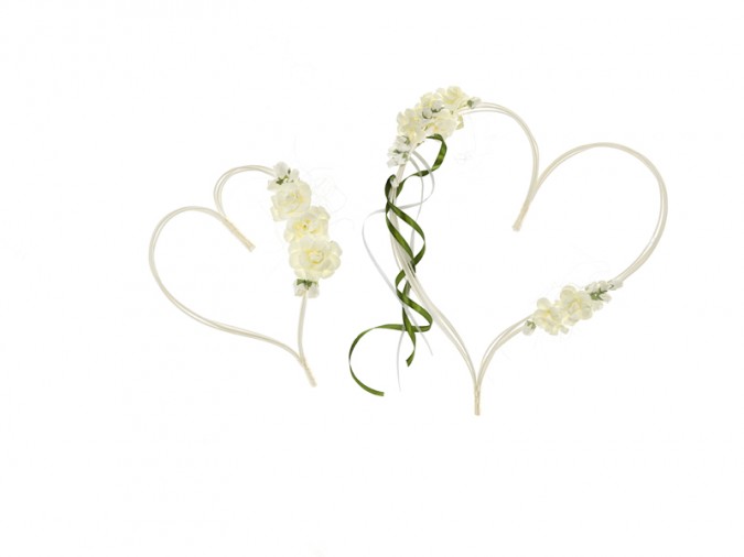 Rattan hearts with posies cream (Set 2 bucati)