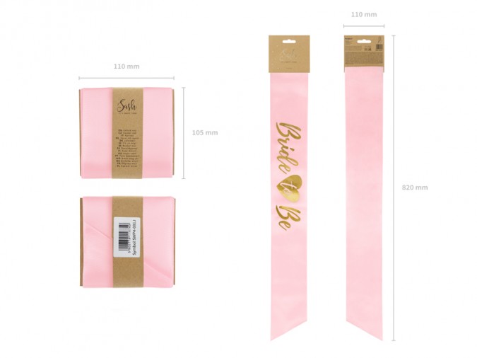 Sash Bride to be light pink 75cm