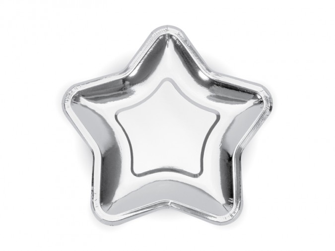 Paper Plates Star silver 18cm (Set 6 bucati)