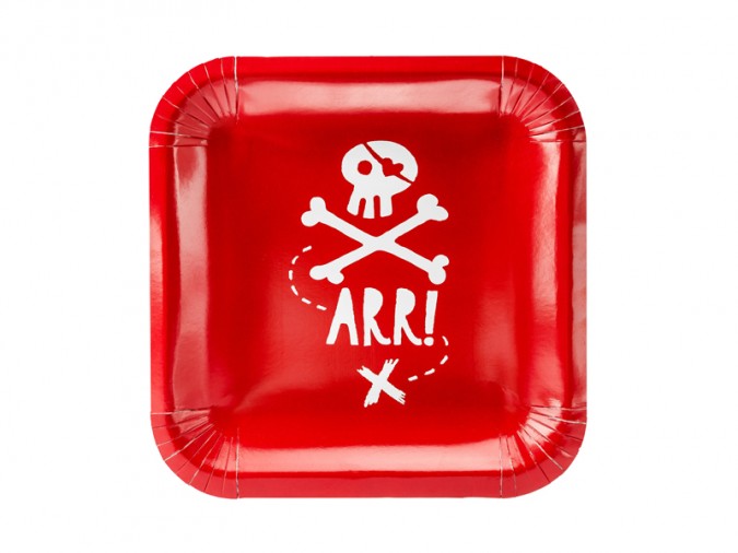 Plates Pirates Party red 20x20cm (Set 6 bucati)