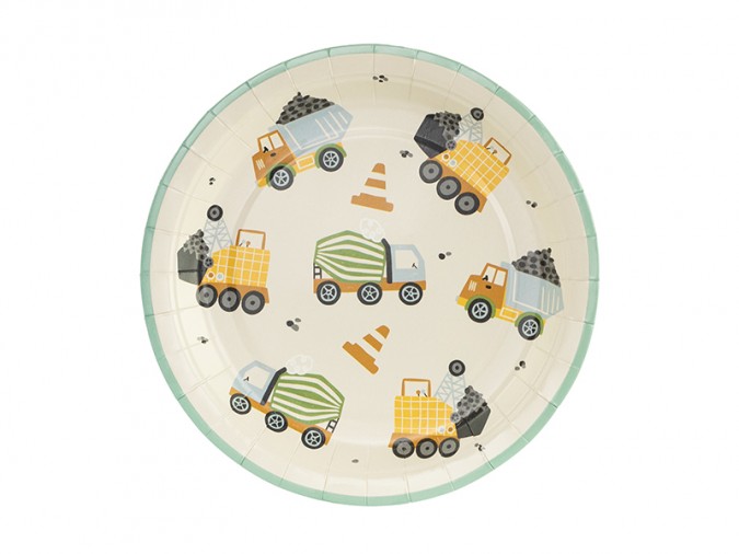 Paper plates Construction vehicles mix 18x18 cm (Set 6 bucati)