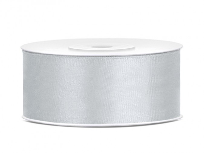 Satin Ribbon silver 25mm/25m (1 pc. / 25 lm)