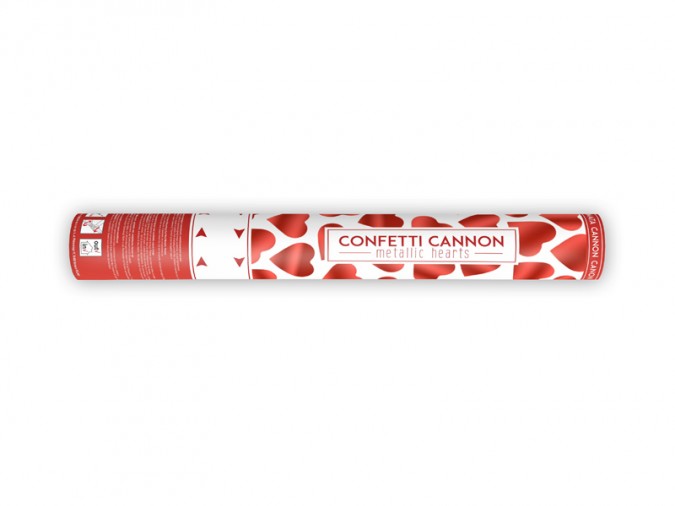 Confetti cannon with hearts red 40cm