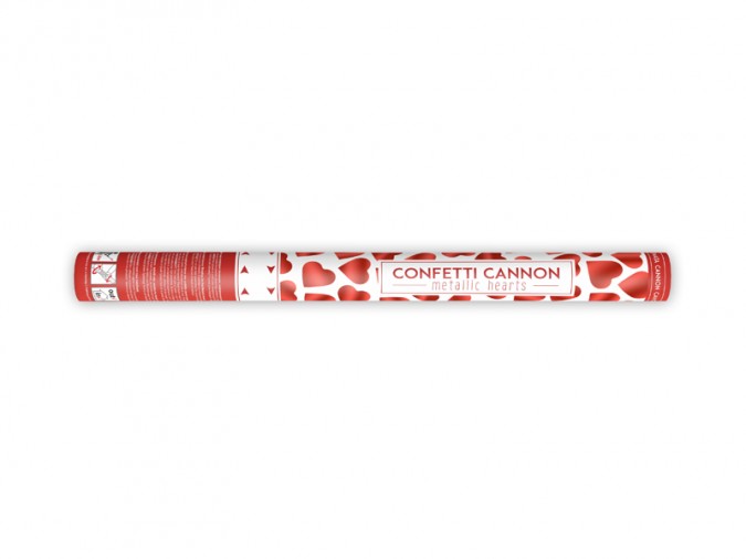 Confetti cannon with hearts red 60cm