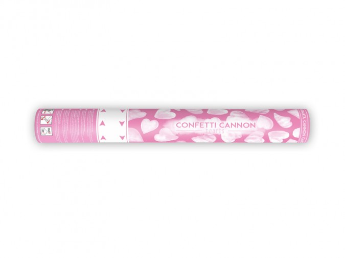 Confetti cannon with hearts white 40cm