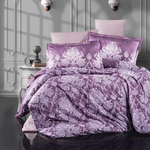 Lenjerie de pat matrimonial, 4 piese, Bumbac 100% Satin Deluxe VEROKA V2 [1]
