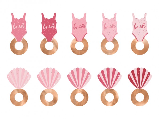 Drink tags Swimsuite and Shell 8x5 cm mix (Set 10 bucati)
