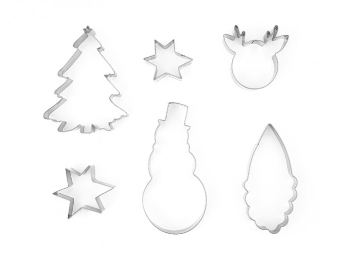 Cookie cutters Merry Christmas silver (1 pkt / 6 pc.)