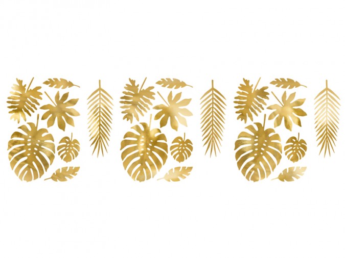 Decorations Aloha - Tropical leaves gold (Set 21 bucati)