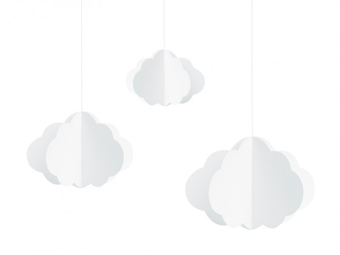 Hanging decoration Clouds white 17-28cm (Set 3 bucati)