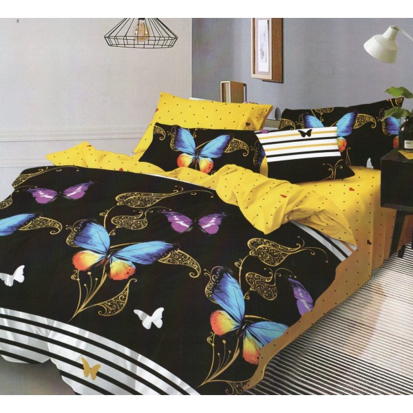 Lenjerie pat dublu, Pucioasa Romania, 4 piese, Bumbac Satinat Superior ELV28 [1]