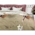 Lenjerie pat dublu, cearsaf clasic, imprimeu 3D, Bej, flori [7]