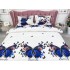 Lenjerie pat dublu, cearsaf clasic, imprimeu 3D, Albastru, fluturi [4]