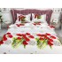 Lenjerie pat dublu, cearsaf clasic, imprimeu 3D, Rosu, trandafiri [3]