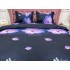 Lenjerie pat dublu, cearsaf clasic, imprimeu 3D, Mov, flori [3]