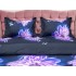 Lenjerie pat dublu, cearsaf clasic, imprimeu 3D, Mov, flori [4]