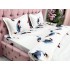 Lenjerie pat dublu, cearsaf clasic, imprimeu 3D, Gri, pasari [5]