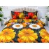 Lenjerie pat dublu, cearsaf clasic, imprimeu 3D, Galben, flori [3]