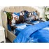 Lenjerie pat dublu, cearsaf clasic, imprimeu 3D, Albastru, vulturi [5]