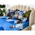 Lenjerie pat dublu, cearsaf clasic, imprimeu 3D, Albastru, vulturi [6]