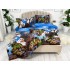 Lenjerie pat dublu, cearsaf clasic, imprimeu 3D, Albastru, vulturi [9]