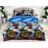 Lenjerie pat dublu, cearsaf clasic, imprimeu 3D, Albastru, vulturi [2]