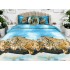 Lenjerie pat dublu, cearsaf clasic, imprimeu 3D, Bleu, leoparzi [3]