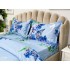 Lenjerie pat dublu, cearsaf clasic, imprimeu 3D, Albastru, orhidee, fluturi [6]