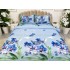Lenjerie pat dublu, cearsaf clasic, imprimeu 3D, Albastru, orhidee, fluturi [3]