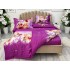 Lenjerie pat dublu, cearsaf clasic, imprimeu 3D, Mov, magnolii [8]