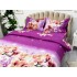 Lenjerie pat dublu, cearsaf clasic, imprimeu 3D, Mov, magnolii [7]