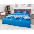 Lenjerie pat dublu, cearsaf clasic, imprimeu 3D, Albastru, flori de cires [9]