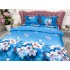 Lenjerie pat dublu, cearsaf clasic, imprimeu 3D, Albastru, flori de cires [8]