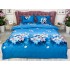 Lenjerie pat dublu, cearsaf clasic, imprimeu 3D, Albastru, flori de cires [2]