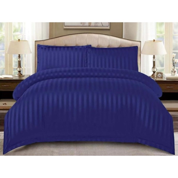 Lenjerie HoReCa, pat dublu, tip Damasc Finetat Deluxe cu Elastic, 4 piese, Albastru [1]
