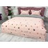 Lenjerie pat dublu, bumbac satinat, cearsaf clasic, 4 piese,  Roz, stelute [8]