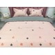 Lenjerie pat dublu cu două feţe, 4 piese, Bumbac Satinat Superior, Roz, stelute