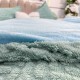 Lenjerie pentru pat dublu pufoasa CoCoLiNo, tip tricotaj, 4 piese, Verde Aqua-Bleu