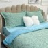 Lenjerie pentru pat dublu pufoasa CoCoLiNo, tip tricotaj, 4 piese, Verde Aqua-Bleu [8]