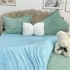 Lenjerie pentru pat dublu pufoasa CoCoLiNo, tip tricotaj, 4 piese, Verde Aqua-Bleu [6]