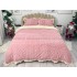 Lenjerie pentru pat dublu pufoasa CoCoLiNo cu VoLaNaSe, tip tricotaj, 4 piese, Roz [10]