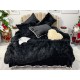 Lenjerie pat super pufoasa COCOLINO Fluffy cu ciucuri, 6 piese, NEGRU