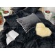 Lenjerie pat super pufoasa COCOLINO Fluffy cu ciucuri, 6 piese, NEGRU