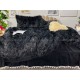 Lenjerie pat super pufoasa COCOLINO Fluffy cu ciucuri, 6 piese, NEGRU