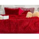 Lenjerie pat super pufoasa COCOLINO Fluffy cu ciucuri, 6 piese, ROSU