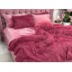 Lenjerie pat super pufoasa COCOLINO Fluffy cu ciucuri, 6 piese, PURPURIU